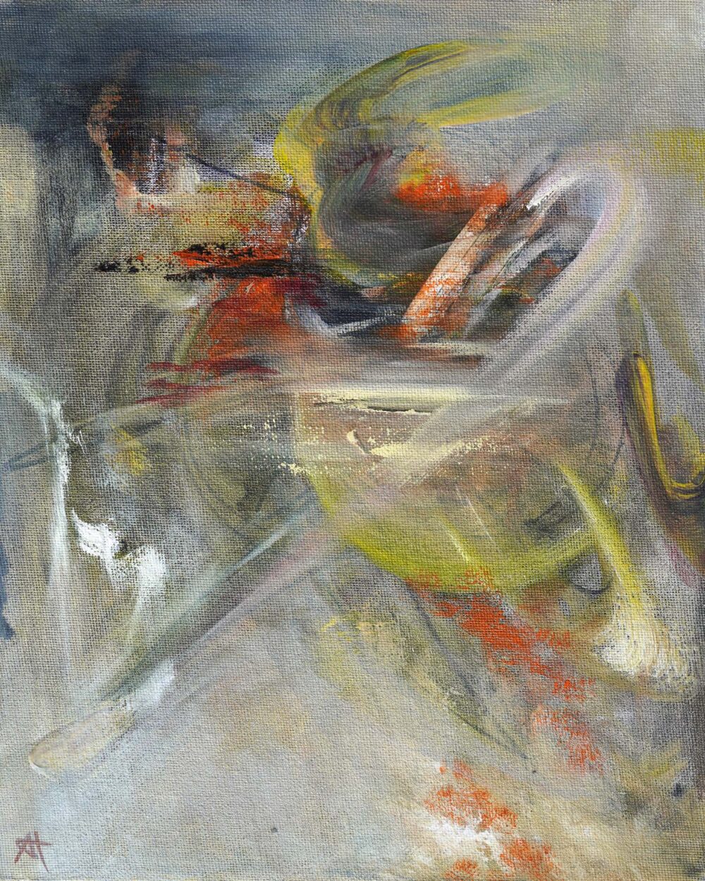 Ali Olio | Fine Art from the Alps | Kunst aus den Alpen | abstract beetle yellow green orange white | abstrakter Käfer grün gelb orange weiß