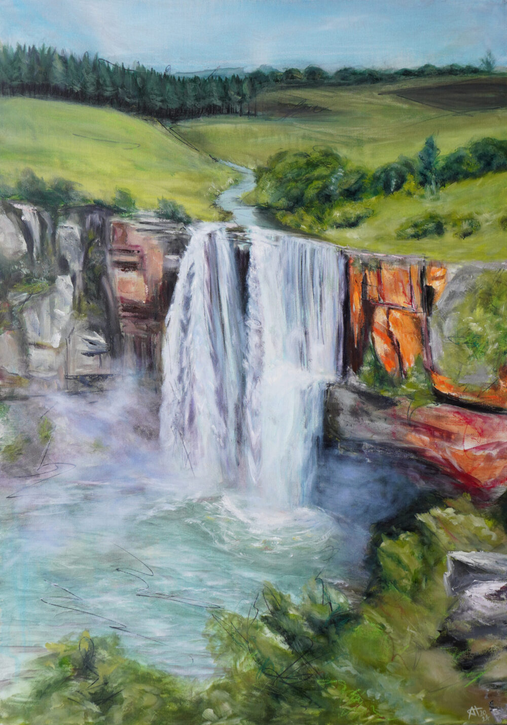 Ali Olio | Fine Art from the Alps | Kunst aus den Alpen | Berge Mountains Wasserfall Waterfall South Africa Südafrica nature abstract background green blue grün blau