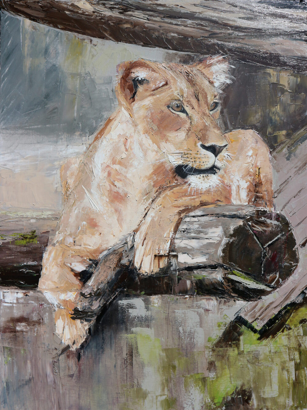 Ali Olio | Fine Art from the Alps | Kunst aus den Alpen | lion lioness abstract art modern wall art Löwe Malerei abstrakt Ölgemälde Ölmalerei