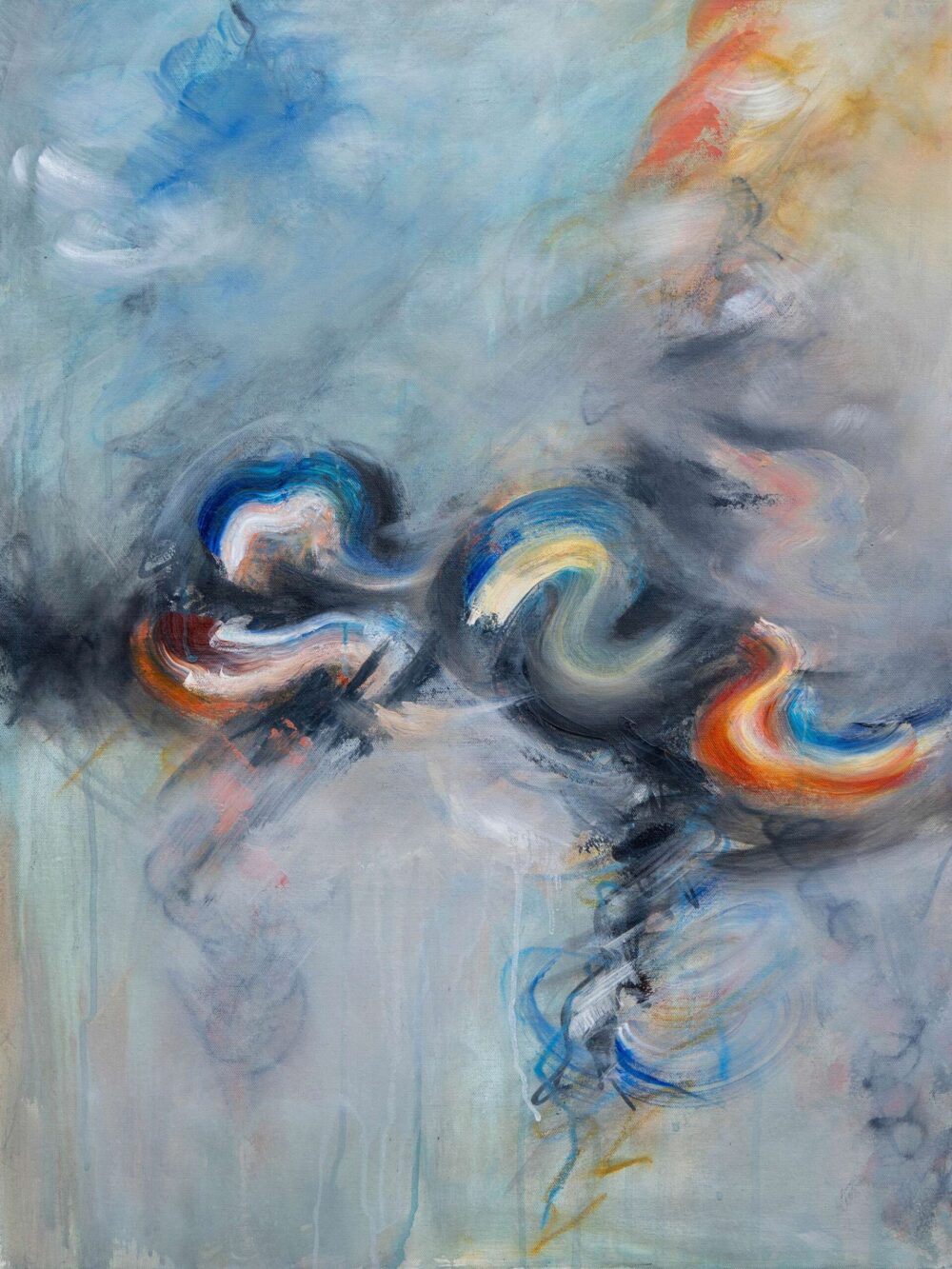 Ali Olio | Fine Art from the Alps | Kunst aus den Alpen | Alexandra Isabel Hörhager | Abstrakte Kunst blau orange Frau Zufriedenheit | abstract art contemporary blue orange woman contentment