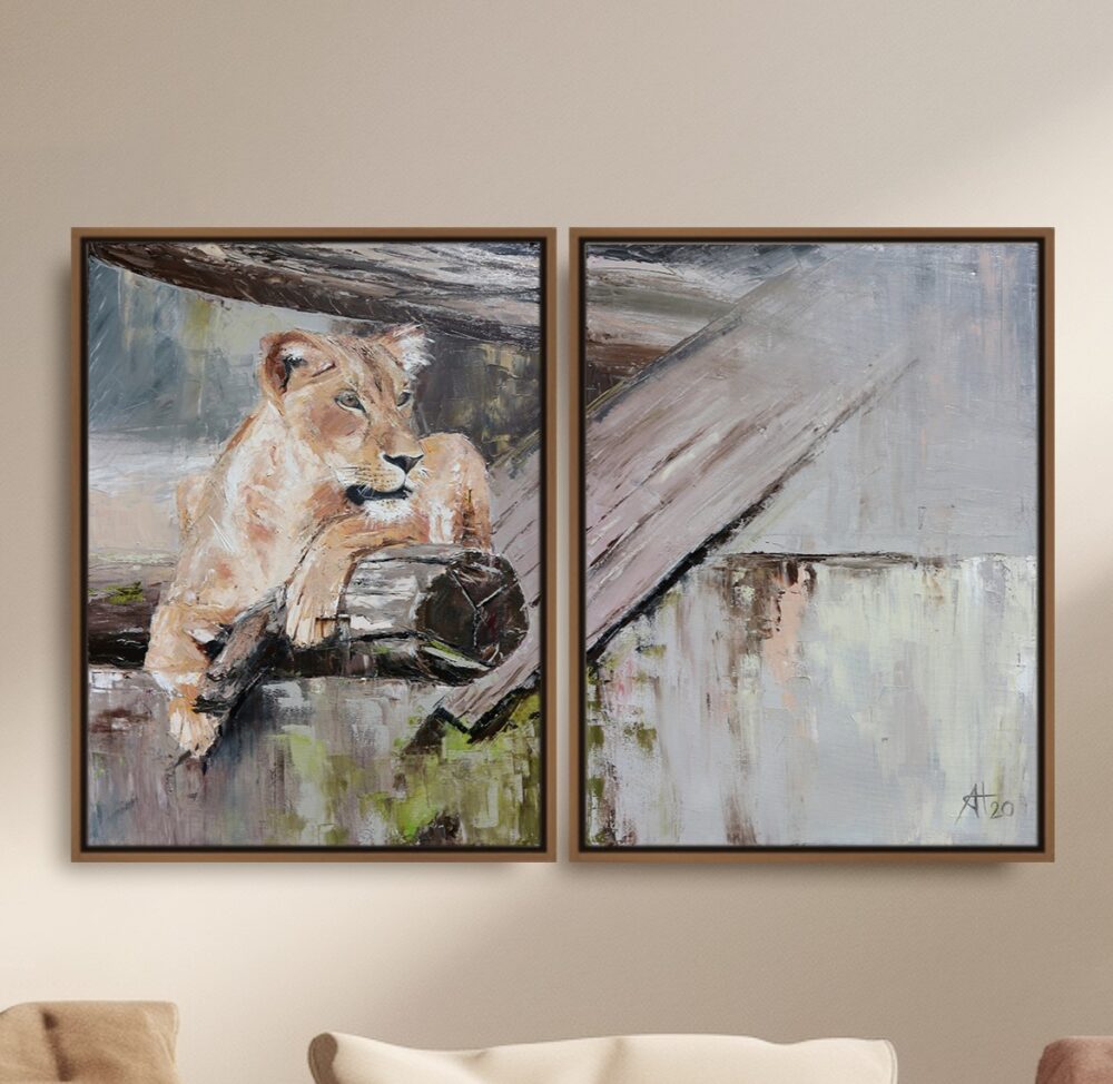 Ali Olio | Fine Art from the Alps | Kunst aus den Alpen | lion lioness abstract art modern wall art Löwe Malerei abstrakt Ölgemälde Ölmalerei