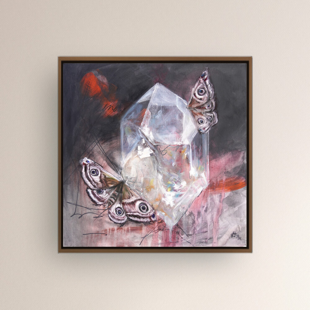 Ali Olio | Fine Art from the Alps | Kunst aus den Alpen | Crystal butterfly dark red night nature abstract background Schmetterling Kristall Bild Nacht schwarz rot abstrakter Hintergrund