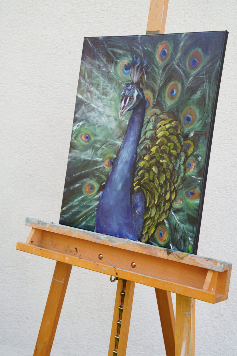 Ali Olio | Fine Art from the Alps | Kunst aus den Alpen | Pfau Peacock blau grün Ölmalerei Ölgemälde painting oilpainting green blue