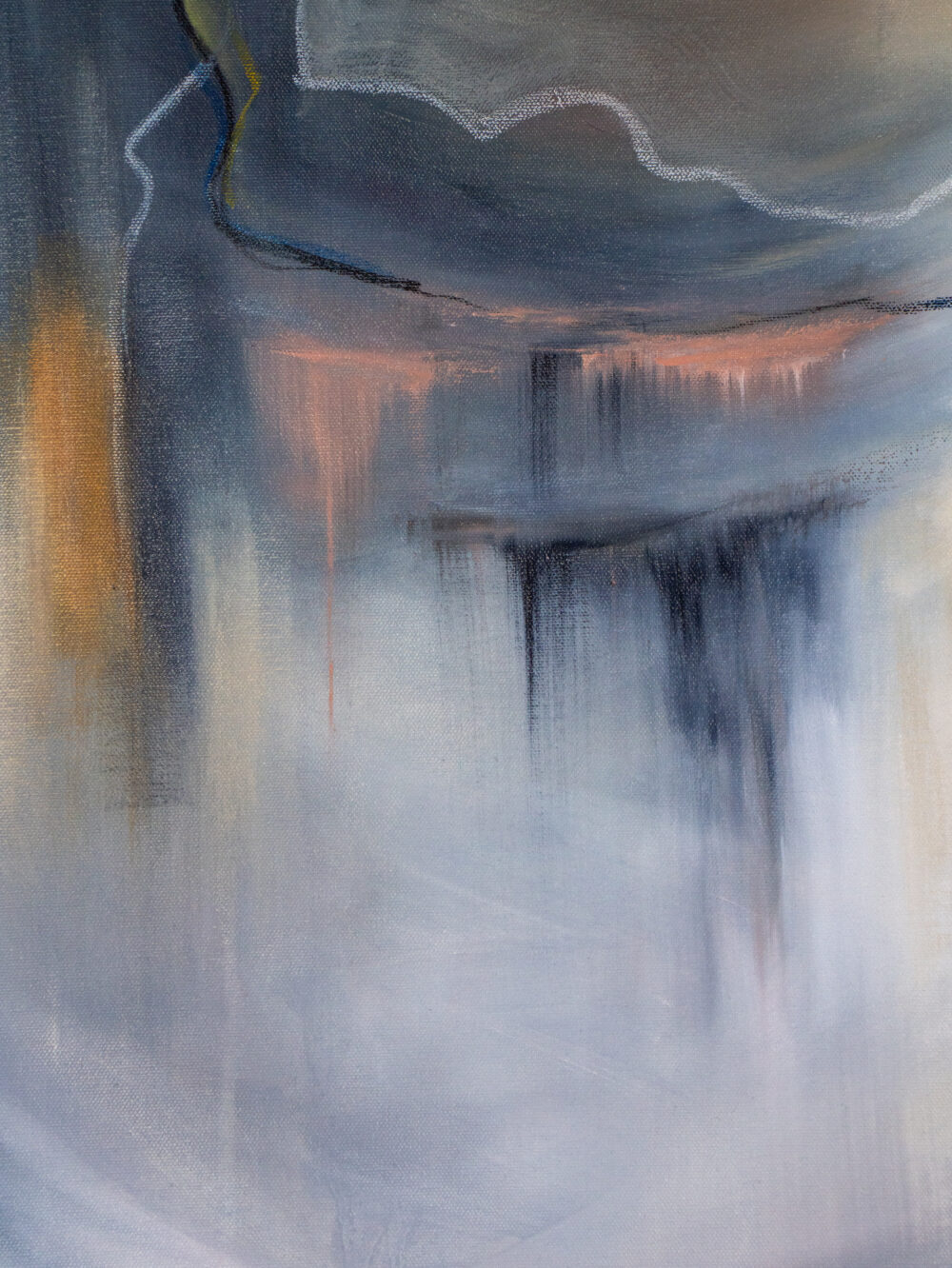 Detailaufnahme - Zweiteiliges, abstraktes Ölgemälde von Ali Olio Art – kraftvolle Darstellung eines Adlers in Bewegung. Dieses Werk steht für Mut, Aufbruch und Vertrauen in den eigenen Weg – auch wenn das Ziel noch nicht klar vor Augen liegt.