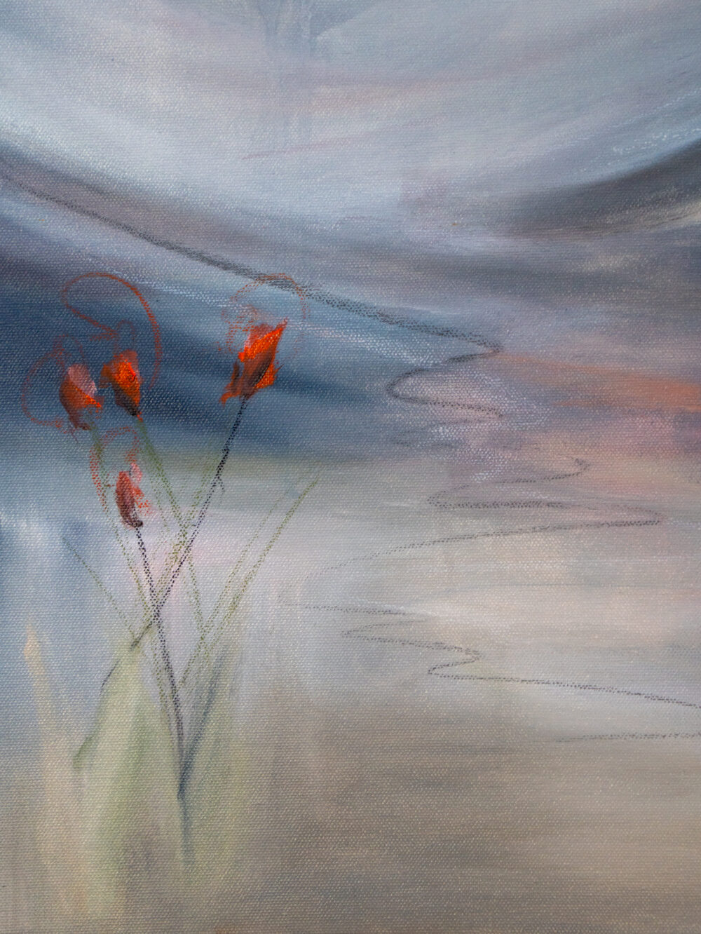 Detailaufnahme - Zweiteiliges, abstraktes Ölgemälde von Ali Olio Art – kraftvolle Darstellung eines Adlers in Bewegung. Dieses Werk steht für Mut, Aufbruch und Vertrauen in den eigenen Weg – auch wenn das Ziel noch nicht klar vor Augen liegt.