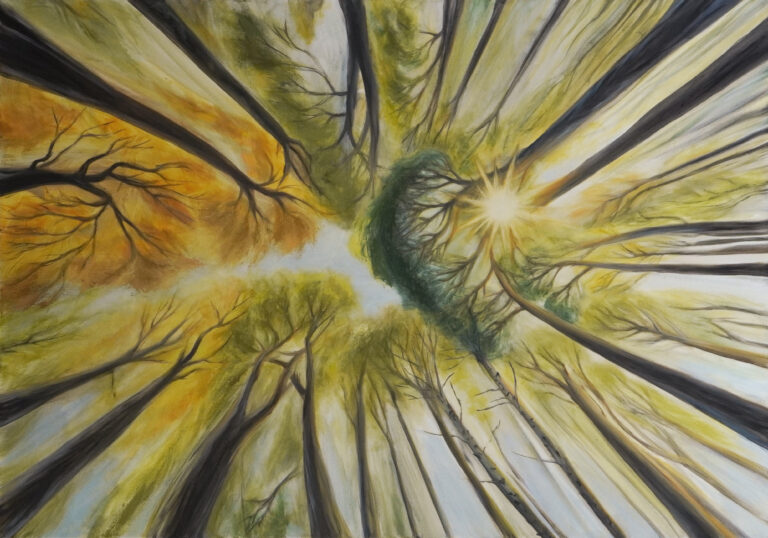Im Moment - Originales Ölgemälde - Baumkronen im Licht - Naturmoment - Innere Ruhe - Freude im Moment - Kunst für Momente im Jetzt, Ali Olio | Fine Art from the Alps | Alexandra Isabel Hörhager